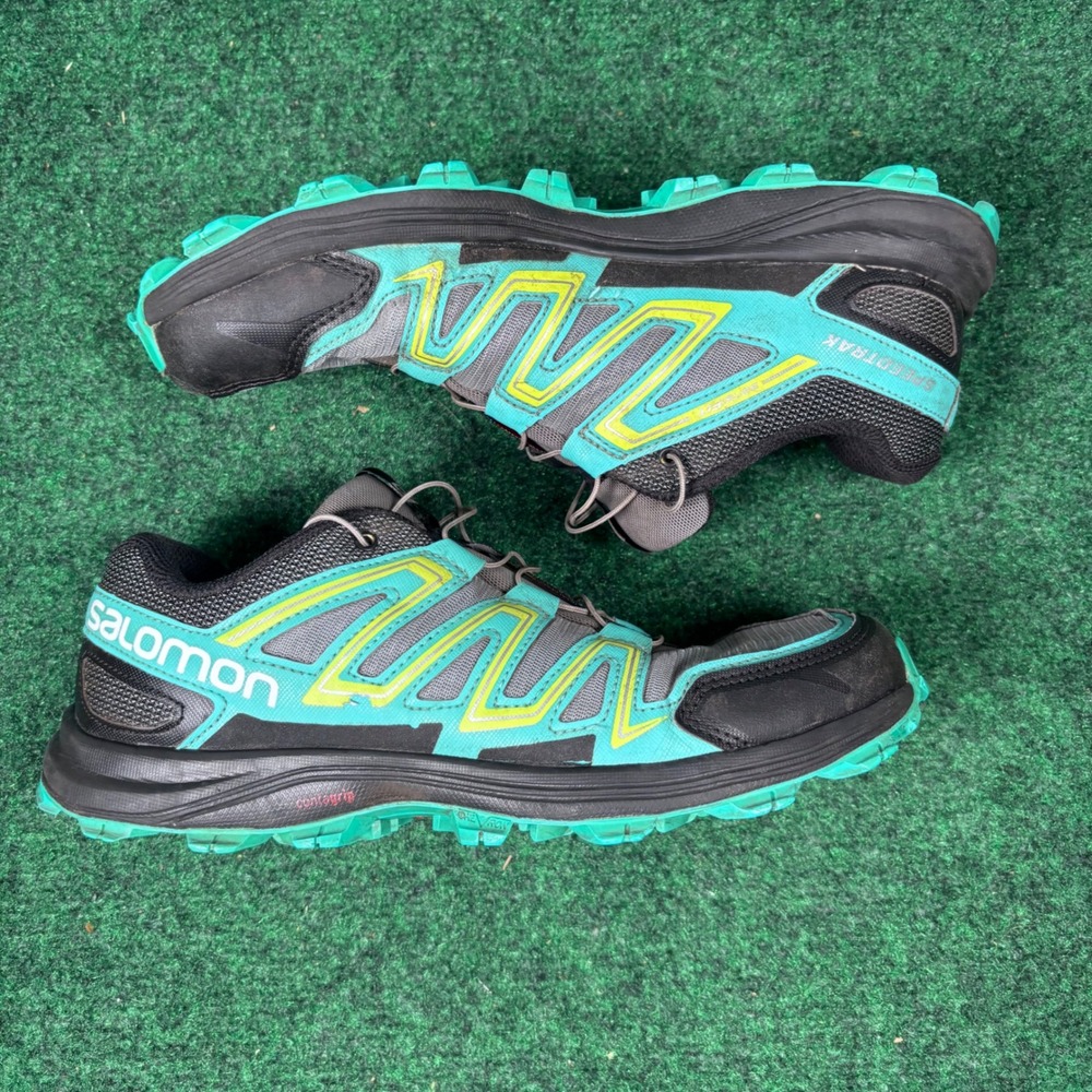 Salomon Speedtrak Womens 8.5 Trail Running Shoes Teal Grey Black 400620